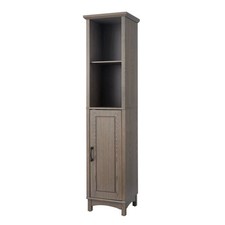 Elegant Home Fashions Wooden Bathroom Cabinet Linen Tower Storage Organizer Oak