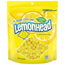 Lemonhead Hard Lemon Candy, Refreshingly Citrus, Resealable Bag, 12 oz