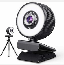 5MP 2K HD USB 2.0 Webcam Web Camera with Built In Microphone and Tripod - Black