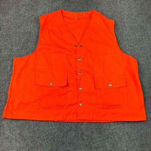 General Supply Corp Mens Size 50 Blaze Orange Canvas Hunting Vest Snap Front - product listing photo