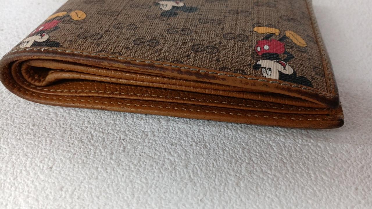 Bifold Wallet Model Brown Mickey Pattern Conditio… - image 10
