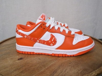 Nike Dunk Low Paisley Womens Size 6 Orange White Leather Sneaker DH4401-103 2022