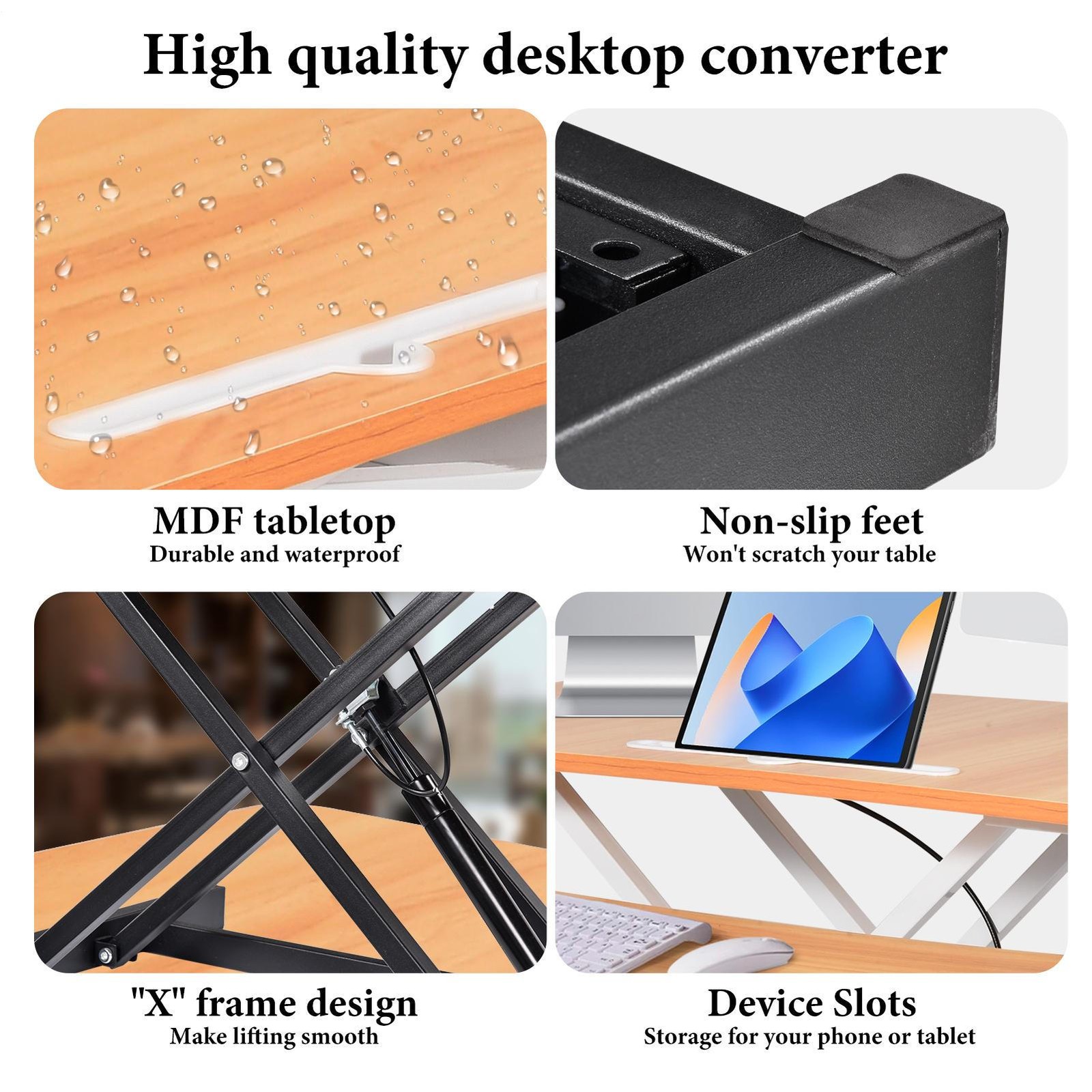 37" Home Office Desk Riser Adjustable Standing Desk Converter Adjustable