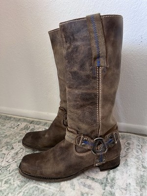 Bed Stu Moto Harness Boots Distressed Brown Leather Motorcycle Boho Size 7.5