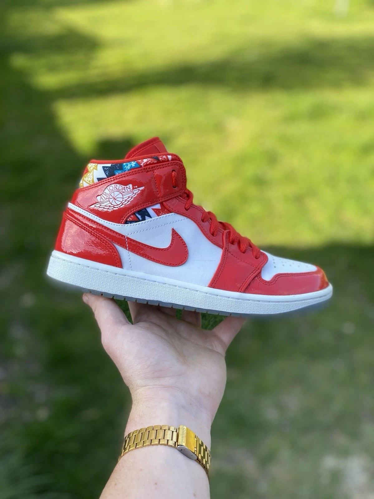 JORDAN 1 MID 'BARCELONA RED PATENT' UK 8 5
