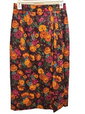 90s Vintage Abercrombie Fitch Floral Pleated Wrap Skirt Size 10
