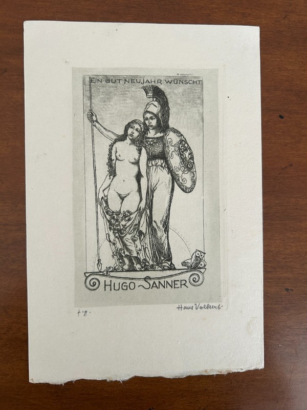 Hans VOLKERT -- EX LIBRIS -- "Nude and Soldier"