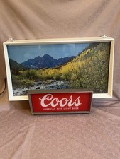 Vintage Coors Beer Rocky Mountain Stream Motion Lighted Advertising Beer Sign