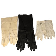 Lot of 3 Leather Gloves 1950s-Real Kid  Suede, Fownes, Kislav- Silk Lined
