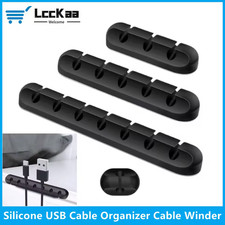 7 Slot Cable Organizer Clips USB Desk Wire Holder Silicone Cord Management Tidy