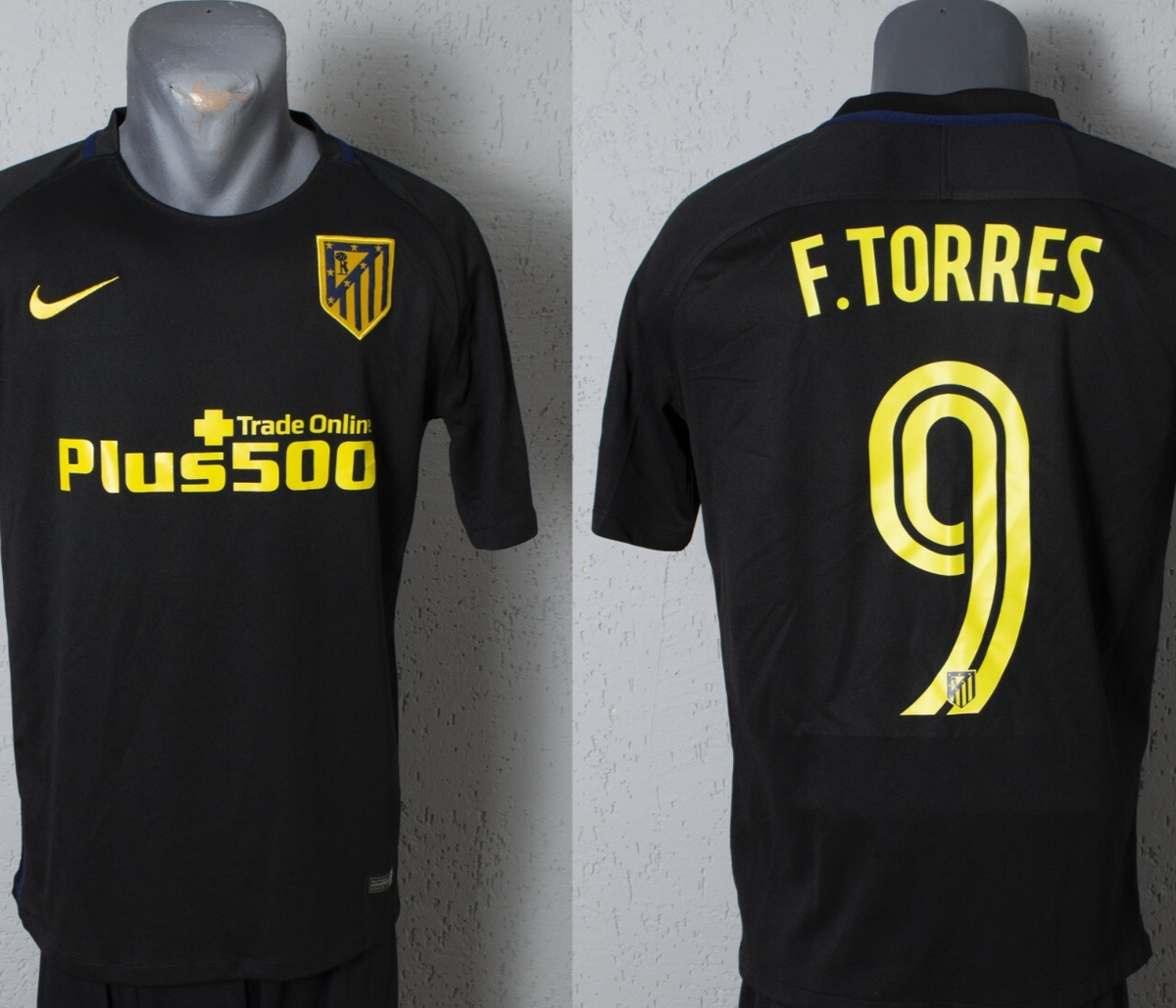 Atletico Madrid Black Football Tops Atletico Madrid Torres Jersey 2016/2017  Away Mens Football Soccer Shirt Size S