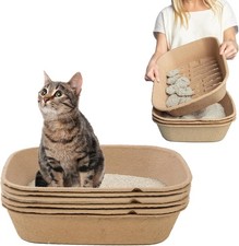6 Kitty Sift Disposable Cat Litter Box Large Durable Portable Travel and Home