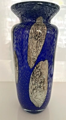 Vintage  Murano Vase mit Blasen Blau / Grau  2.300 kg.  H 29 cm. - Bild 1 von 4