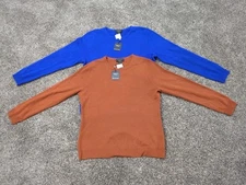CHARTER CLUB Women's XL  Cashmere Crewneck Sweater Bronze & Blue Lot Of 2 NWT