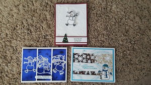 3 Stampin' Up! Christmas Cards, Spirited Snowman, Blue Ice, Seasonal Chums