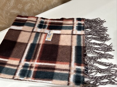 NEW Royal Rossi 100% Cashmere Brown & Green Scarf 52  X 11  Made In Mongolia