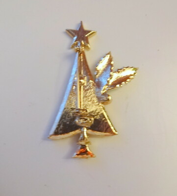 Vtg Signed BJ Beatrix Jewelry Art Deco Enamel Red Star Xmas Pin Brooch RARE