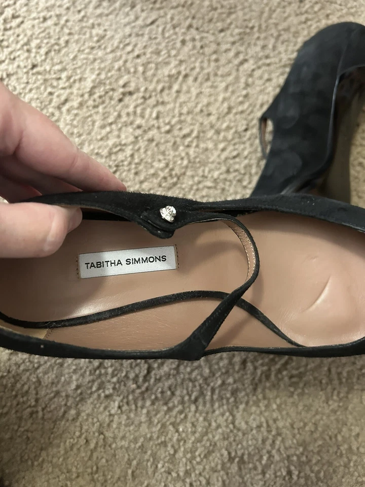 Tabitha Simmons Hermione бархатный носок Mary Jane плоскостях в черный котенок каблук - Изображение 3 из 4