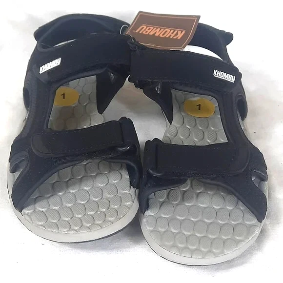 Sandalias Khombu Brady Niños Talla 1 M Gamuza Negra Nuevas Con Etiqueta Foto 2 de 4