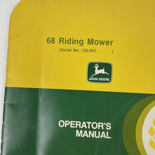 TOSAERBA A SCOPPIO JOHN DEERE 68 numero di serie 120.001- MANUALE OPERATORE - Foto 2 di 11
