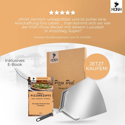 Pizzaschieber Edelstahl - Pizzaheber - Pizzawender - Pizzaschaufel für Pizzaofen - Bild 8 von 8