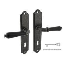 Vintage Langschildgarnitur Antik Schildgarnitur Türdrücker Griffstück Schwarz