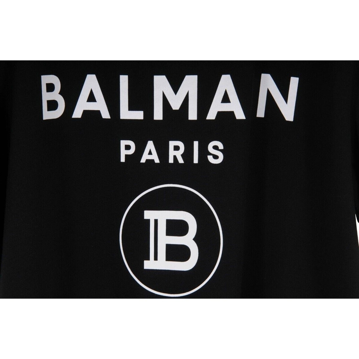 Balmain Men Black White B Logo T Shirt XL Cotton Short Sleeve Crew Neck