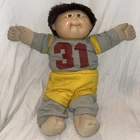 Vintage Cabbage Patch Kids Doll Boy Brown Hair Football Soccer Uniform J6