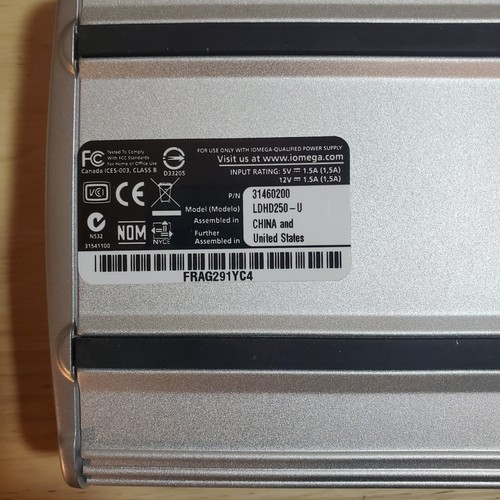 Hard Drive iomega Silver Desktop 250GB USB 2.0 3.5" External 33215 Used - Afbeelding 3 van 6