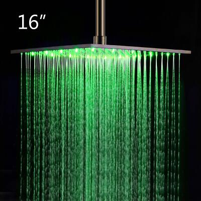 16'' Square Ceiling Mount Rainfall LED Shower Head Oil Rubbed Bronze Top Sprayer