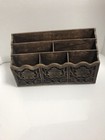 Vintage LERNER Carved Faux Wood Letter Holder Mail Organizer Storage Caddy Desk — photo 2