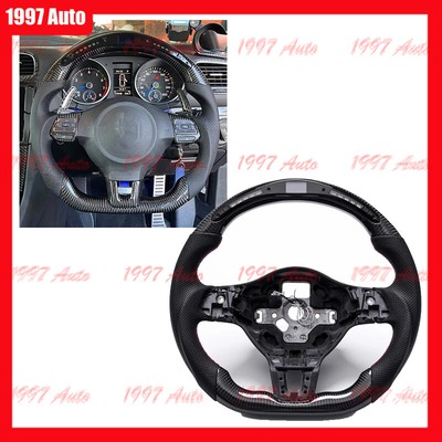LED Real Carbon Fiber Steering Wheel For 2008-2012 VW Golf 6 GTI MK6 Scirocco