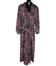 Zara Jumpsuit Women’s UK Size M Floral Colourful Wide Leg High Neck Long Sleeve