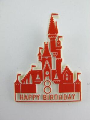 1979 Walt Disney World Cast Member 8th Happy Birthday Vintage Castle Button Pin