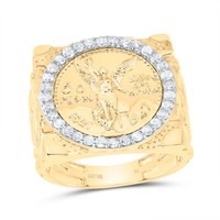 10K Gelbgold Rund Diamant Centenario Statement Klumpen Erz Rosa Ring 5/8 Karat