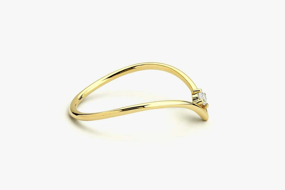 Diamant Stapelring Goldring Brillant Vorsteckring 0,07ct 14K 585er Gelbgold Zart - Bild 4 von 4