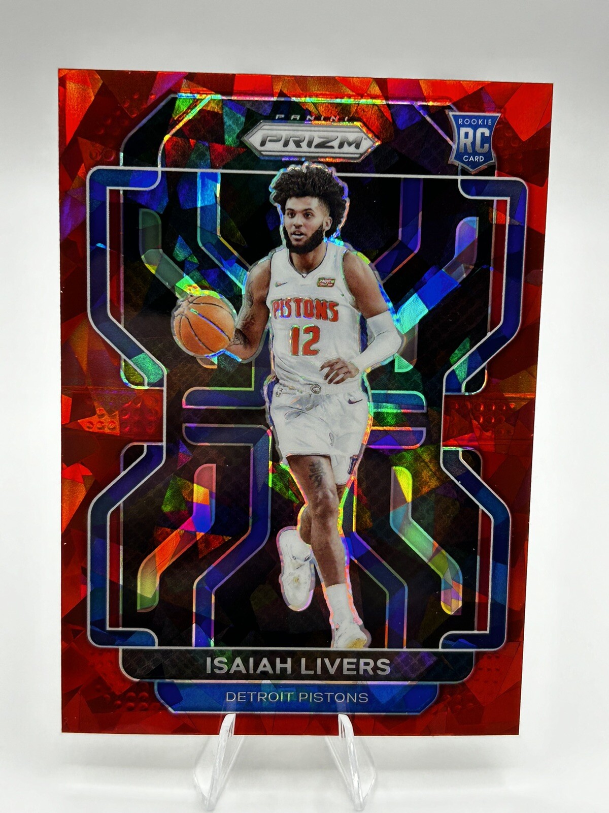 2021-22 PRIZM ROOKIE RED Cracked Ice PISTONS ISAIAH LIVERS #296