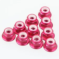 10PCS ALIENTAC Aluminum M3 Red Nylon Hex Insert Flange Collar Self-Lock Nuts
