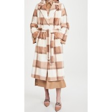 Stand Studio Juliet Faux Fur Soft Check Long Coat Size 34(us2)