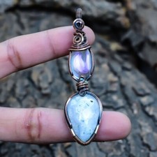 Solaire Quartz,Arc en Ciel Quartz Fil de Cuivre Emballé Gemme Pendentif 2.8 "