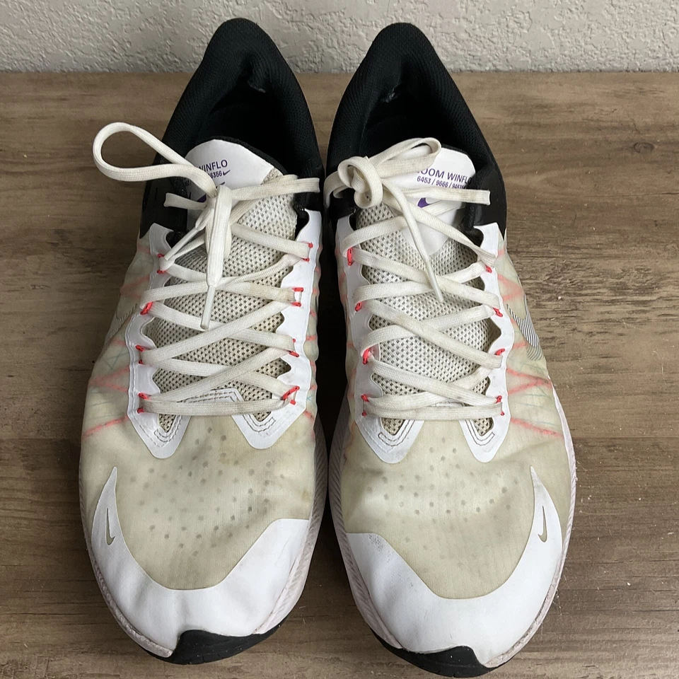 NIKE Zoom Winflo 8 Mens Size 12 White Sneakers Running Shoes - Image 4 of 4