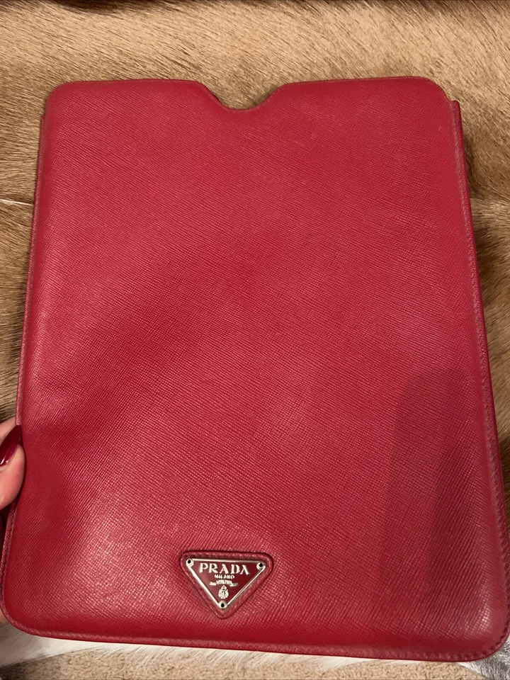Authentic Prada Red iPad Case, Saffiano Calf Leather, Made In Italy. - Image 2 of 4