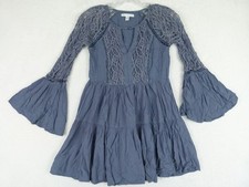 American Eagle Outfitters Women XXS Blue Viscose Blend Dress Crochet Lace