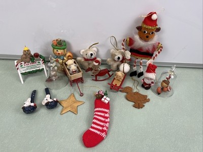 Vintage Christmas Ornaments Lot Bears Panda Hallmark Japan Squirrel Adorable 
