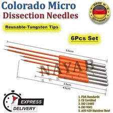 Ellman Surgitron Colorado Micro Dissection Needles 6 Pcs Tungsten Tips New CE