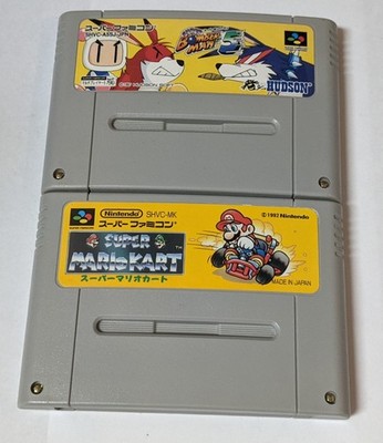 Nintendo Super Famicom Lot of 2 - Super Bomberman 5 & Mario Kart - cx