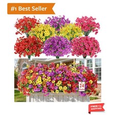 24 Bundles Artificial Daisy Flowers UV Resistant for Outdoor Decor