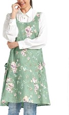 Cozy Adjustable Cross Back Aprons for Women with Pockets Cotton Linen Cooking...