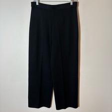 St. John Basics Black Santana Knit Wide Leg Pants Size 8   Vintage 2002