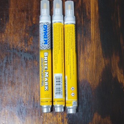 (3 PACK) Dykem #84004 Brite-Mark Medium Tip YELLOW Industrial Paint Marker